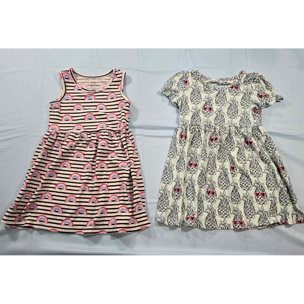 Member's Mark Toddler Girls 4T Skater Dress Bundle Rainbow Pineapple 2-Piece Set